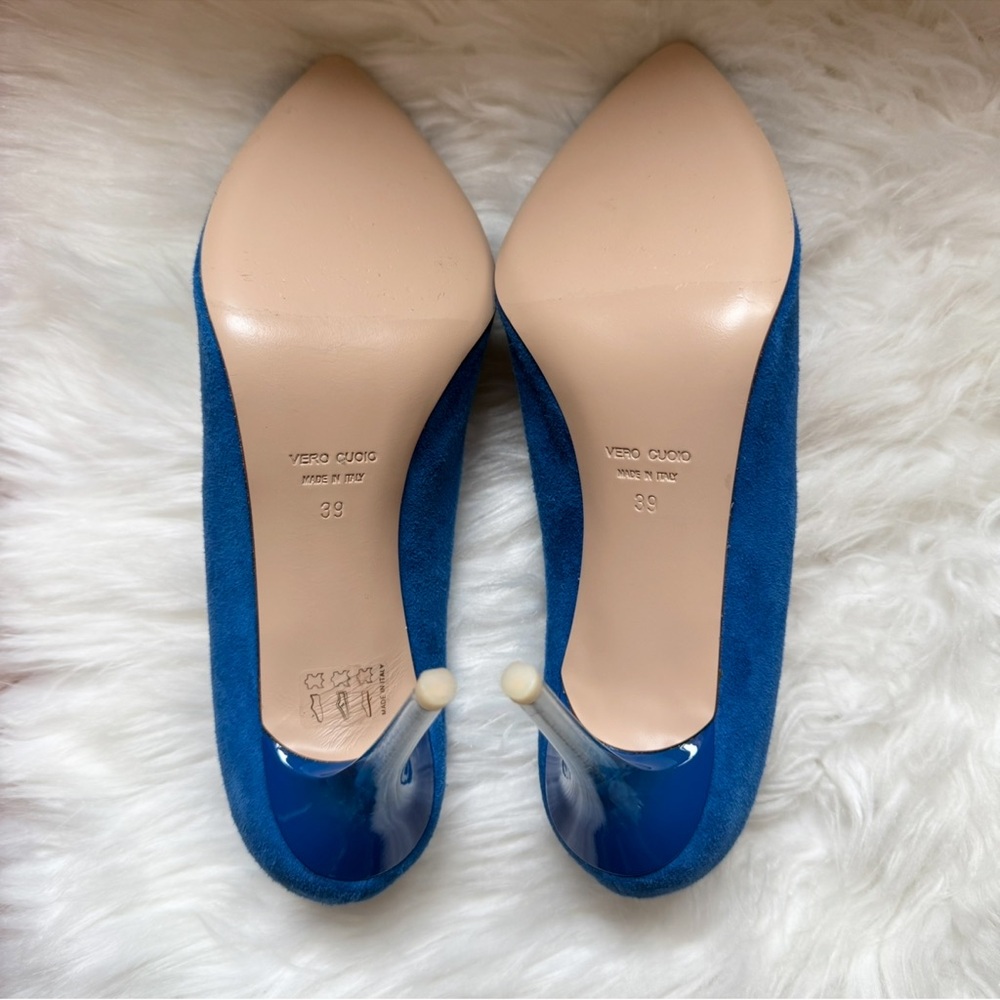 New! SCANLAN THEODORE Suede Pumps with Ombré Lucite Heel - Picture 7 of 9